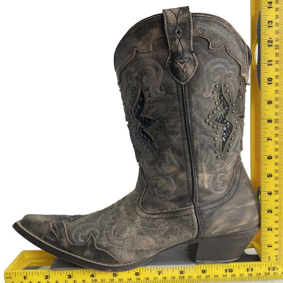 Laredo Leather Studded Western Cowgirl Snip Toe Boots Women's 10 M - Picture 12 of 14